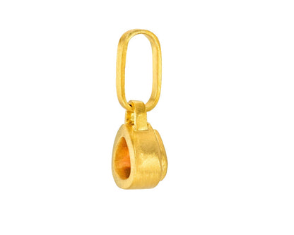 darius fine jewelry 18k yellow gold One-of-a-Kind Pear Padparadscha Sapphire Ziggurat Pendant