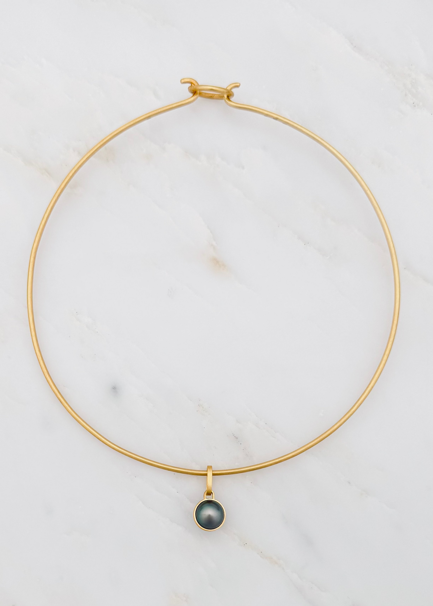 darius fine jewelry 18k yellow gold Tahitian Pearl Pendant on torque necklace
