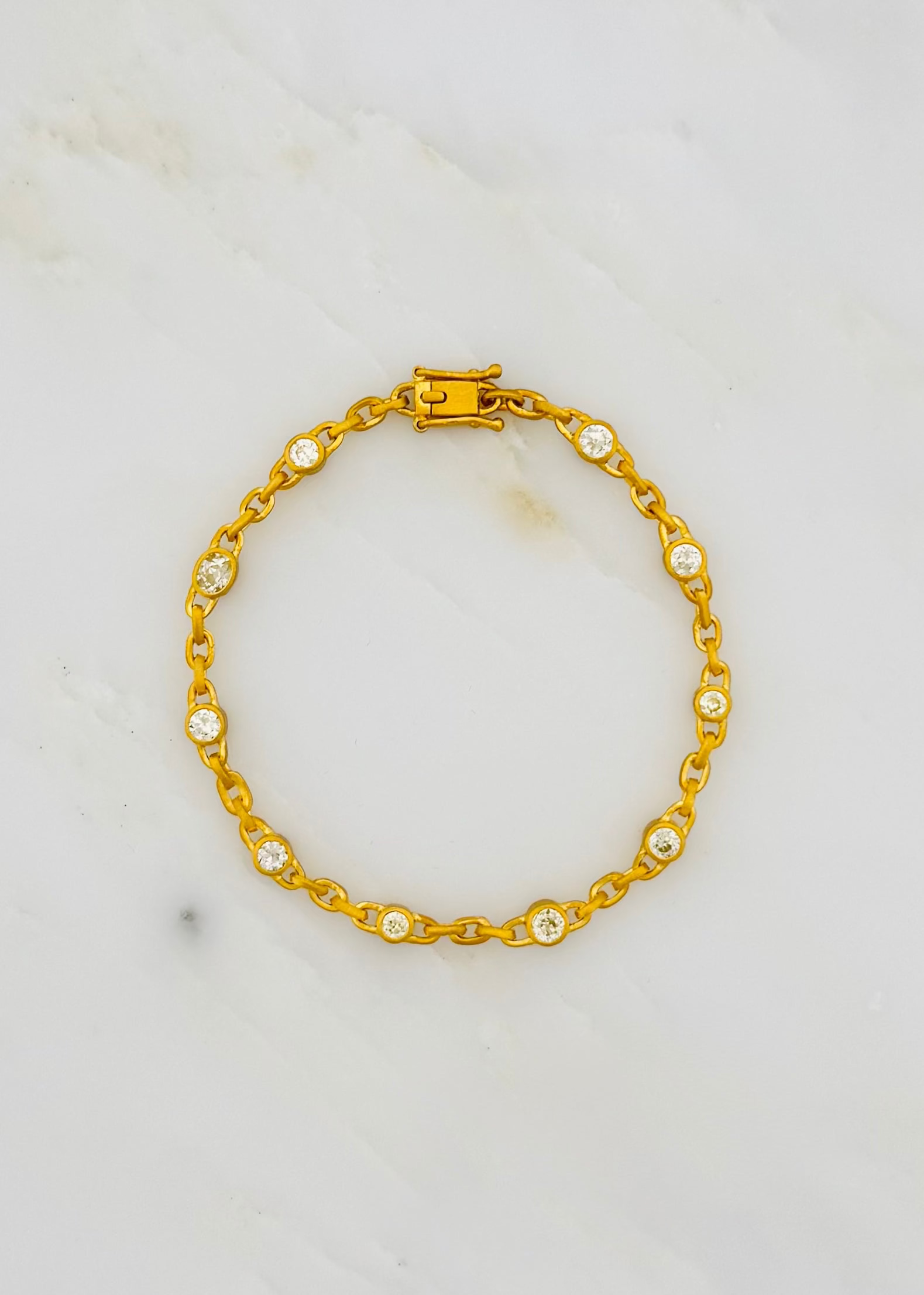 darius jewels fine jewelry 18k yellow gold One-of-a-Kind Old Mine Cut Yellow Diamond Fairy Chain Bracelet
