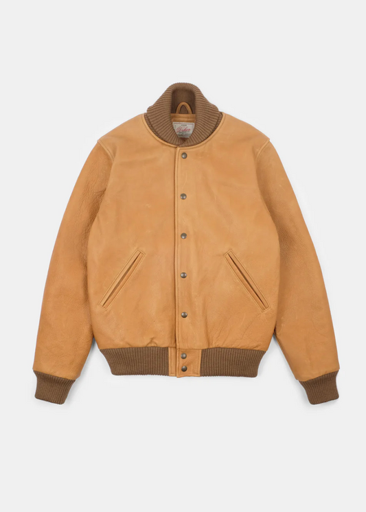 dehen1920 mens All-City Leather Jacket in Rust brown