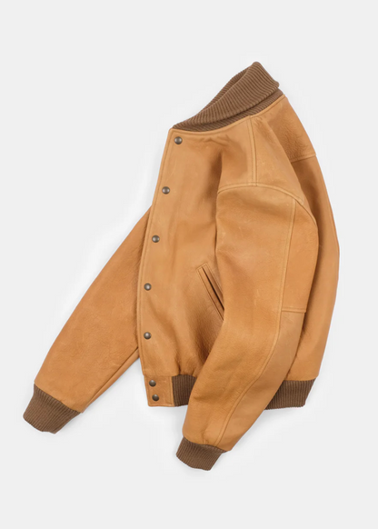 dehen1920 mens All-City Leather Jacket in Rust brown