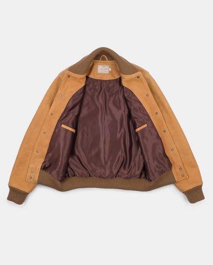 dehen1920 mens All-City Leather Jacket in Rust brown