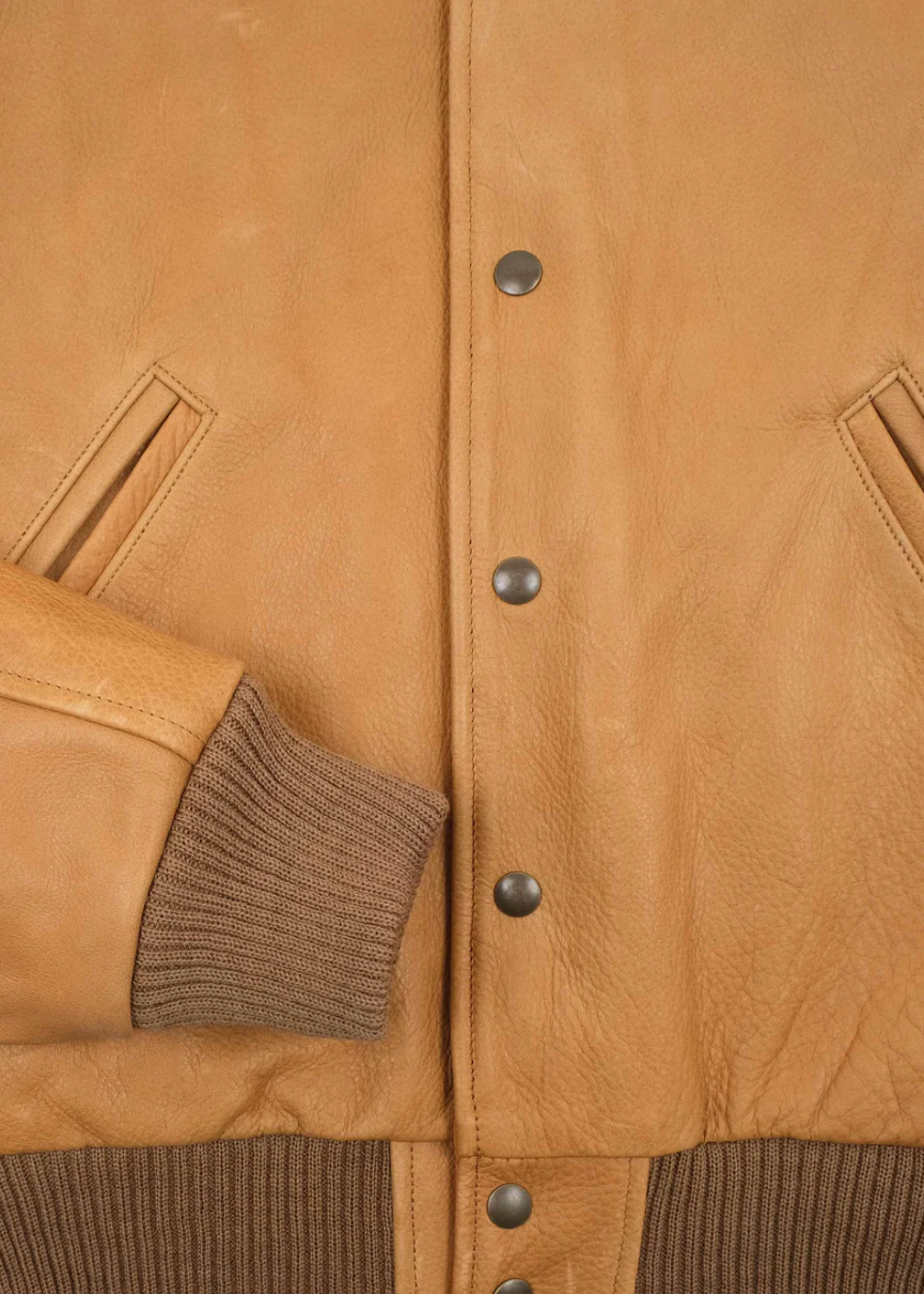 dehen1920 mens All-City Leather Jacket in Rust brown