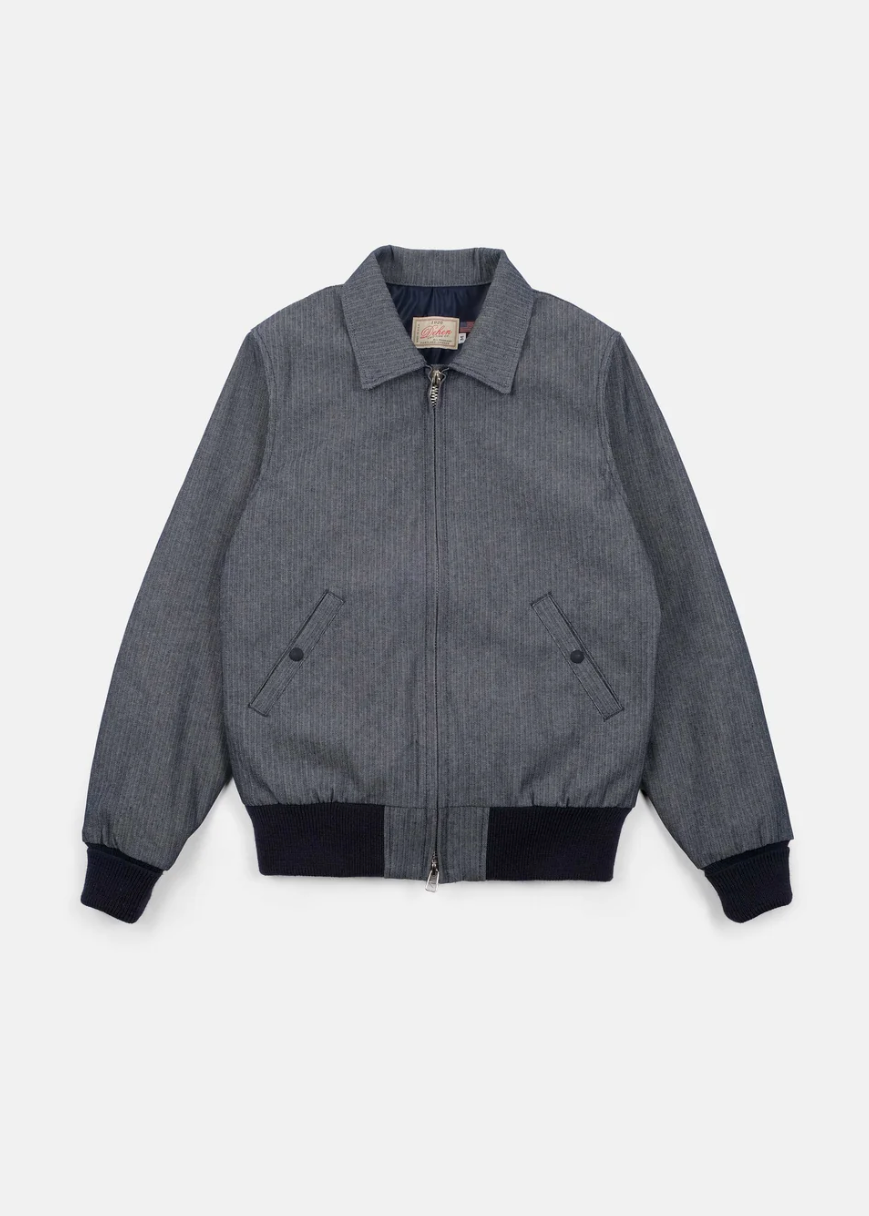 dehen1920 mens Weekender Jacket in Indigo Herringbone Denim