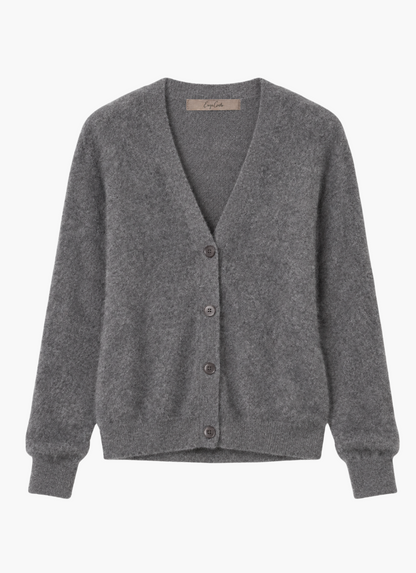 enza costa Mink Wash Cashmere Cardigan in Pewter grey