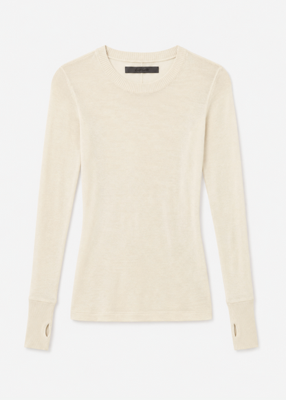enza costa womens Cashmere Easy Cuffed Crew in Natural