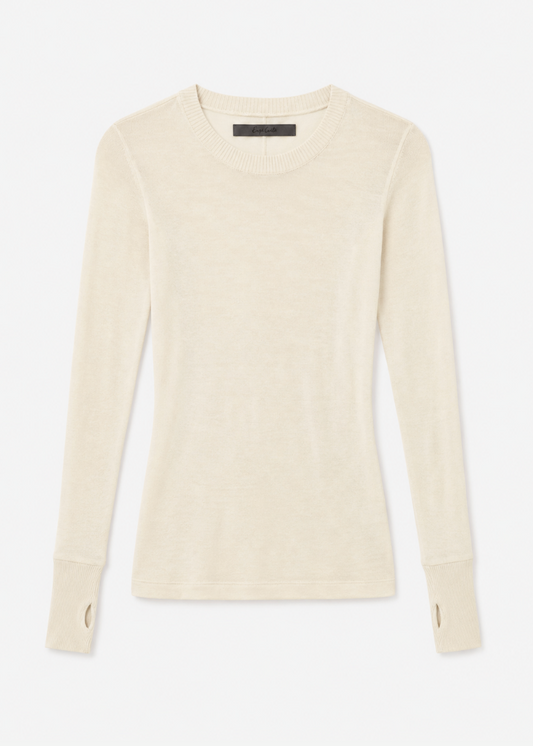 enza costa womens Cashmere Easy Cuffed Crew in Natural