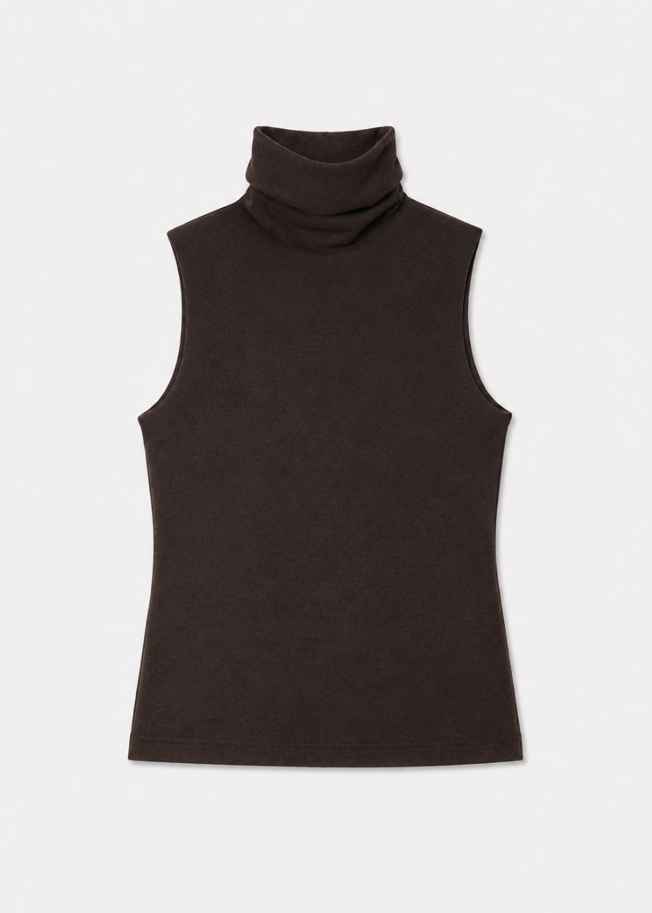 enza costa womens Cashmere Jersey Shell in Dark Brown