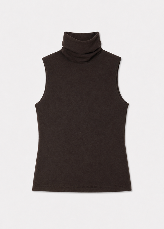 enza costa womens Cashmere Jersey Shell in Dark Brown