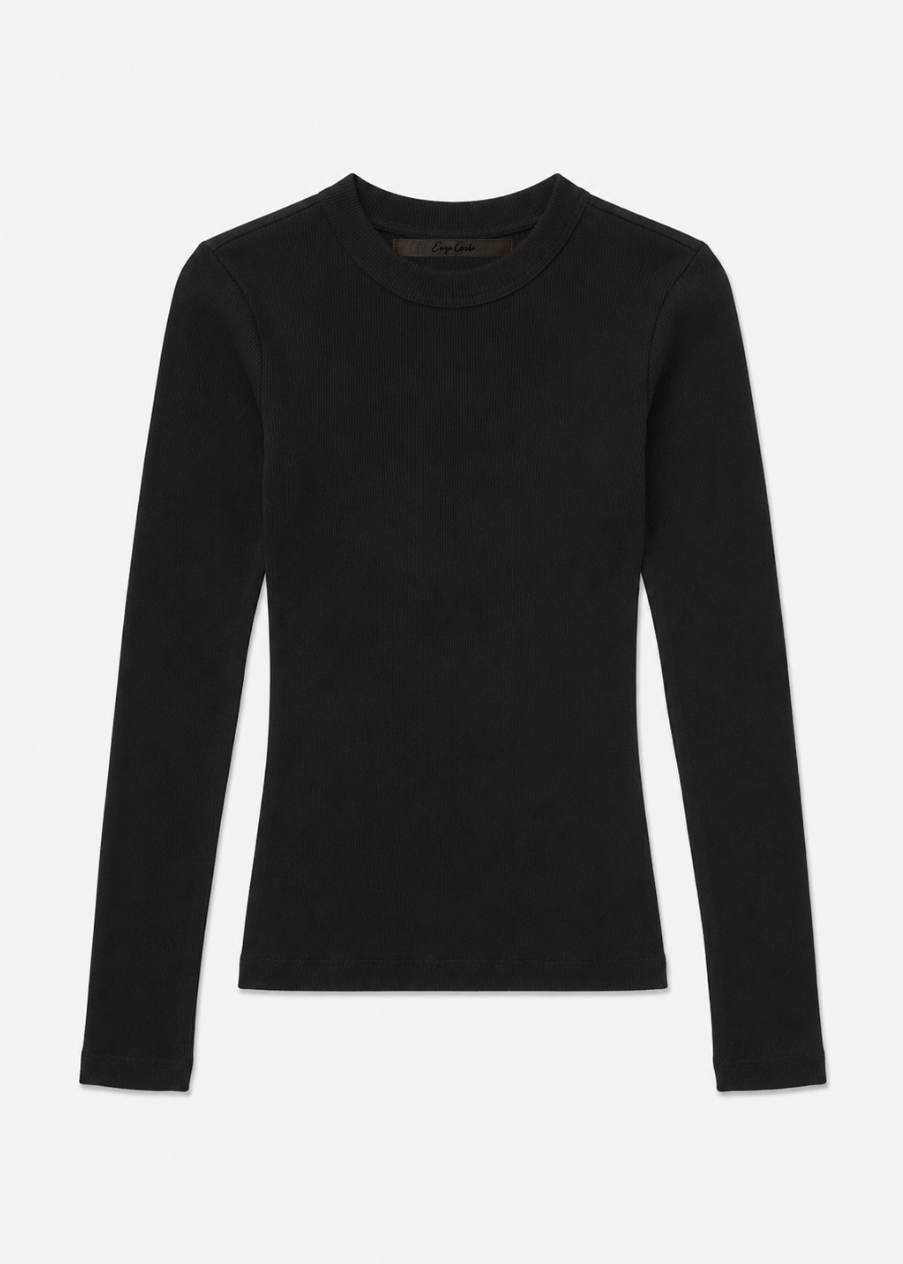 enza costa womens Cashmere Rib Crew in Black