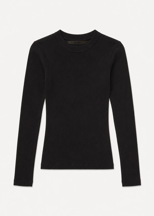 enza costa womens Cashmere Rib Crew in Black