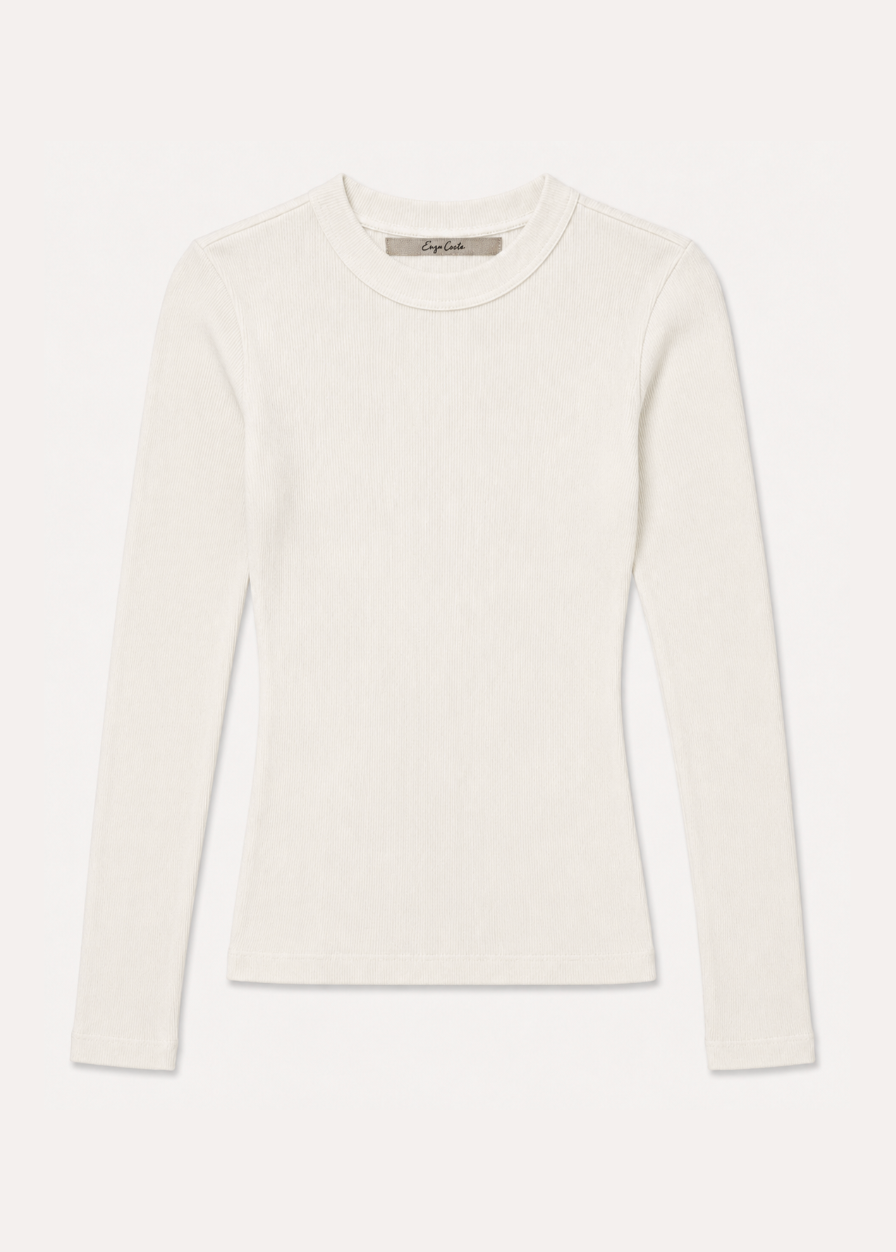 enza costa womens Cashmere Rib Crew in Off White