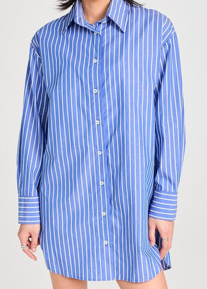 person wearing enza costa womens Cotton Poplin Mini Shirt Dress