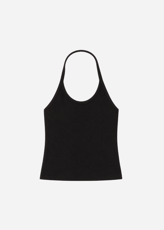enza costa womens Cotton Rib Halter in Black