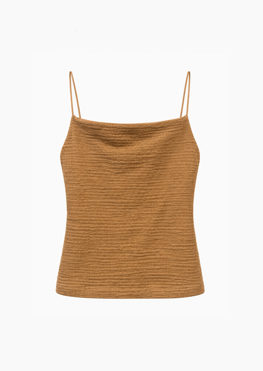 enza costa womens Puckered Knit Tank in Italian Clay