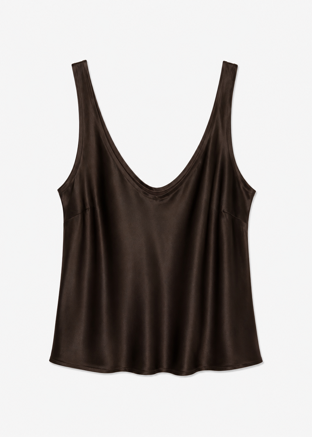 enza costa womens Silk Satin U Tank in Olive Bronze