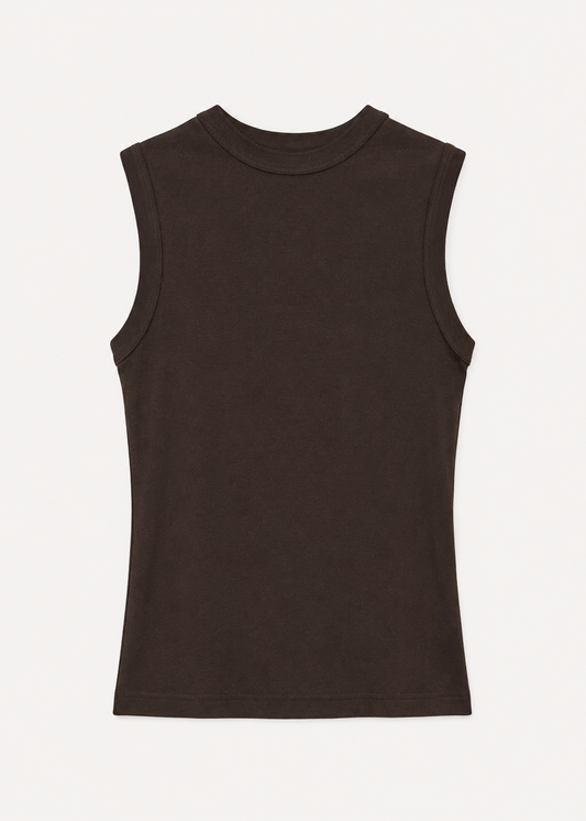 enza costa womens Supima Cotton New Classic Sleeveless Tee in Espresso