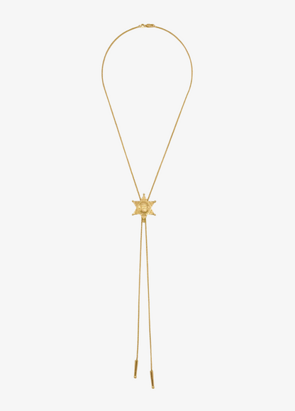established fine jewelry 14k yellow gold "Most Wanted" Star Bolo Necklace