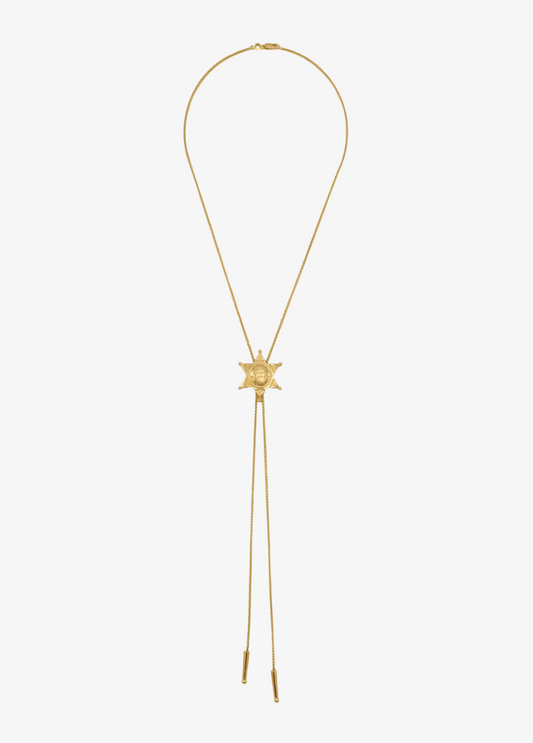 established fine jewelry 14k yellow gold "Most Wanted" Star Bolo Necklace