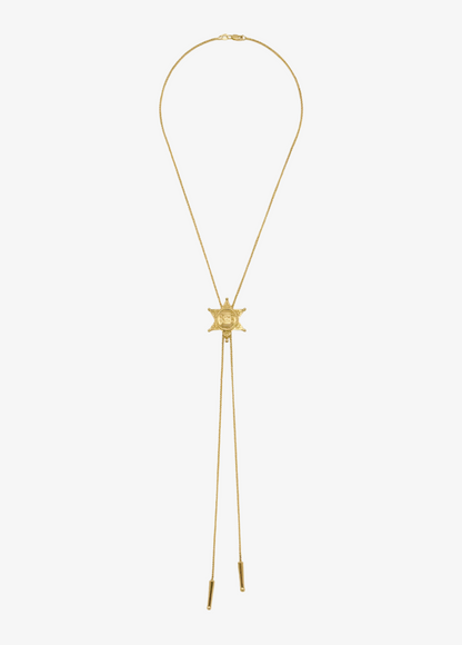 established fine jewelry "Mama Tried" Star Bolo Necklace 14k yellow gold