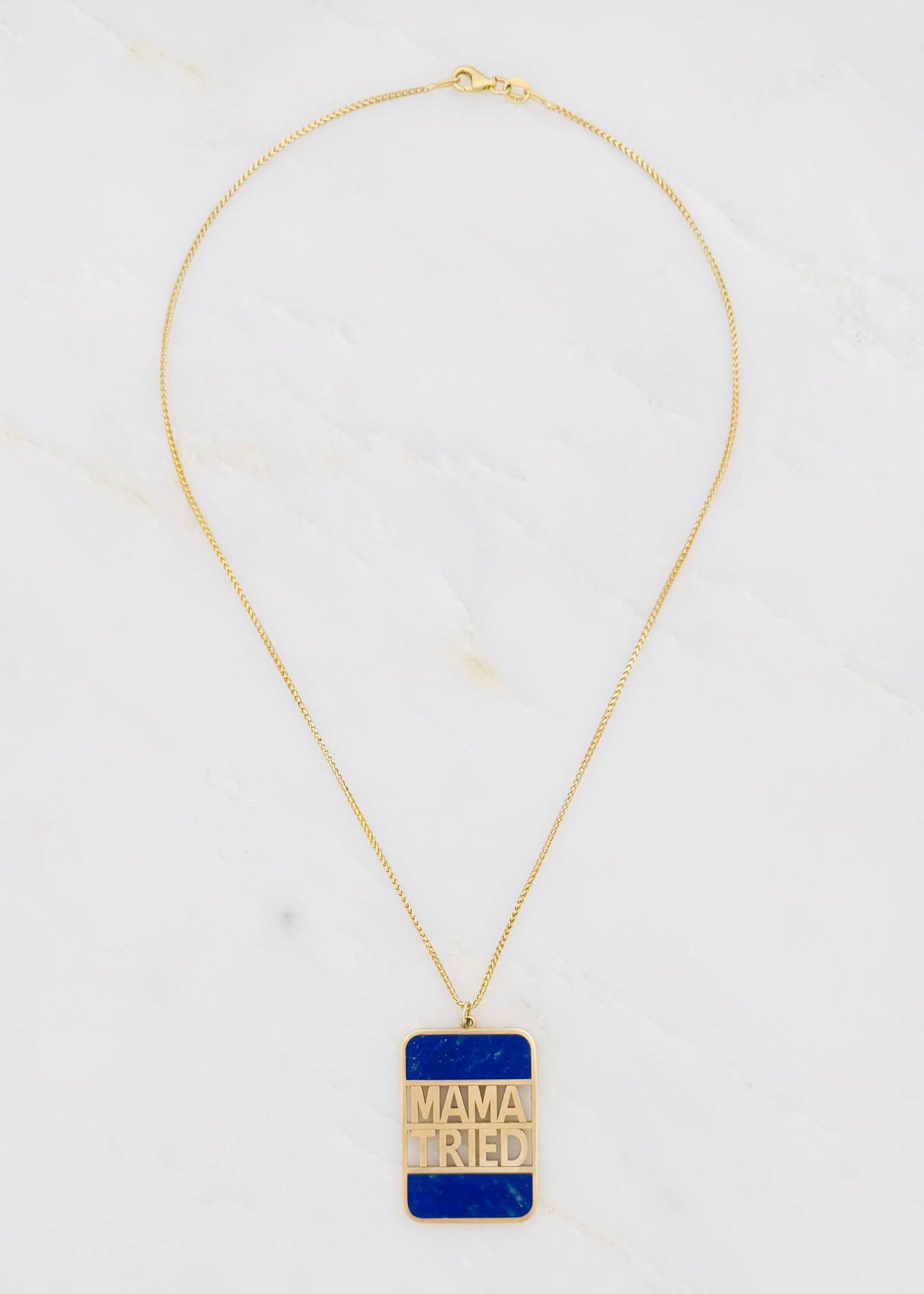 established jewelry 14k yellow gold Lapis lazuli Mama Tried XL Bank Necklace