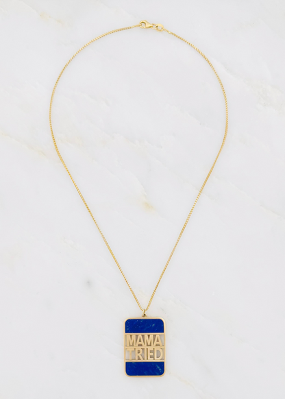 established jewelry 14k yellow gold Lapis lazuli Mama Tried XL Bank Necklace