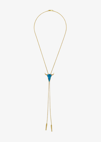 established jewelry Bull Head Bolo Tie Necklace with Turquoise