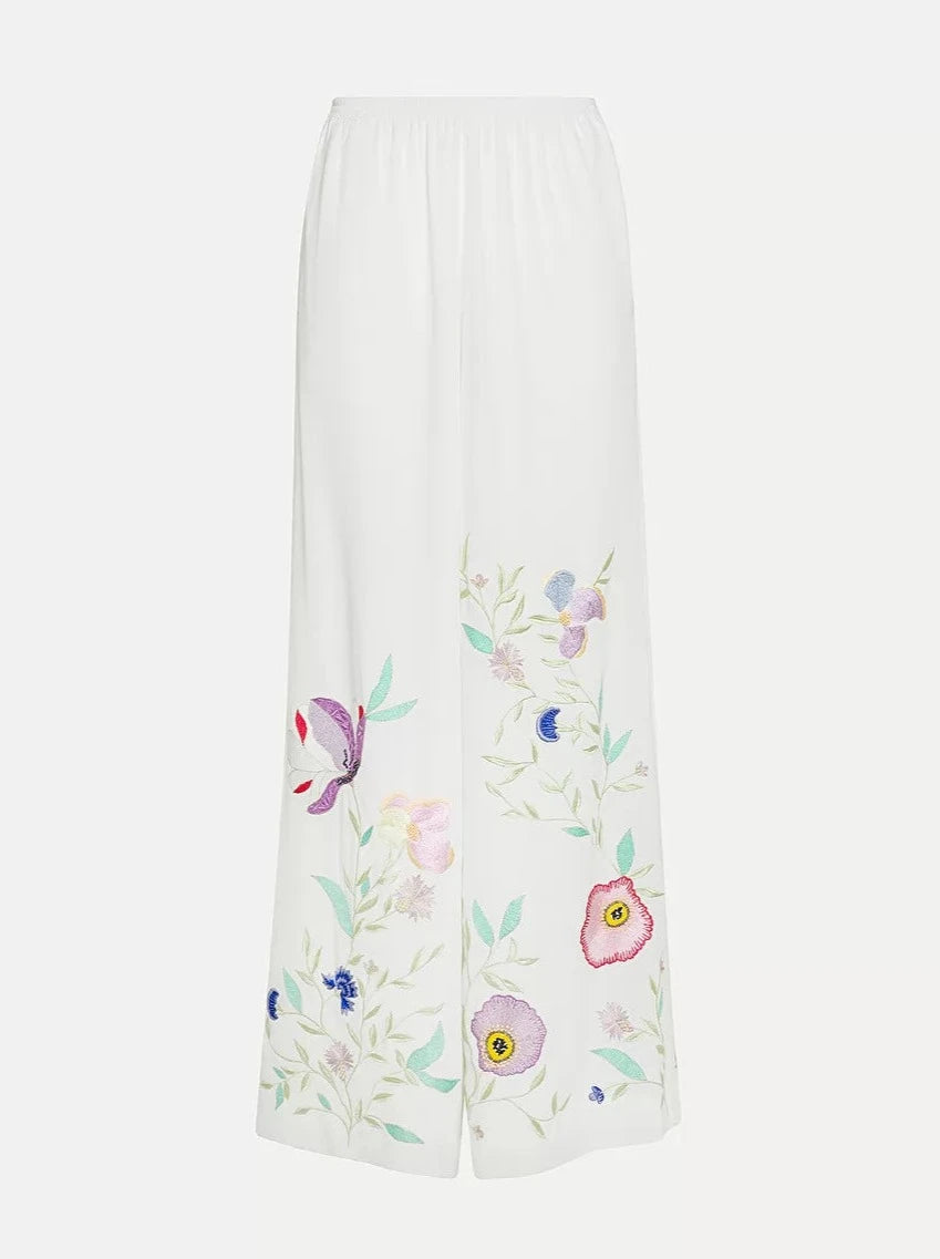 Heaven Embroidery Viscose Crêpe Pants