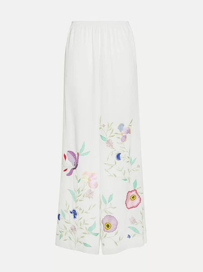 Heaven Embroidery Viscose Crêpe Pants