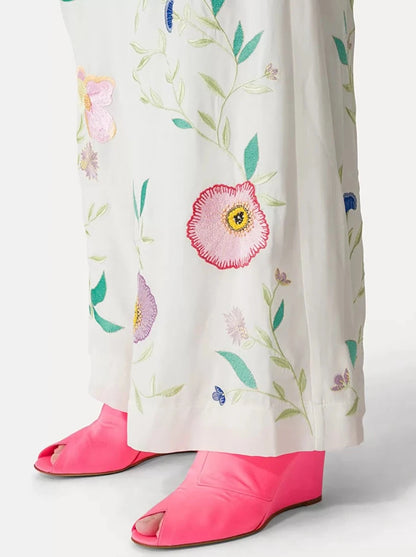 Heaven Embroidery Viscose Crêpe Pants