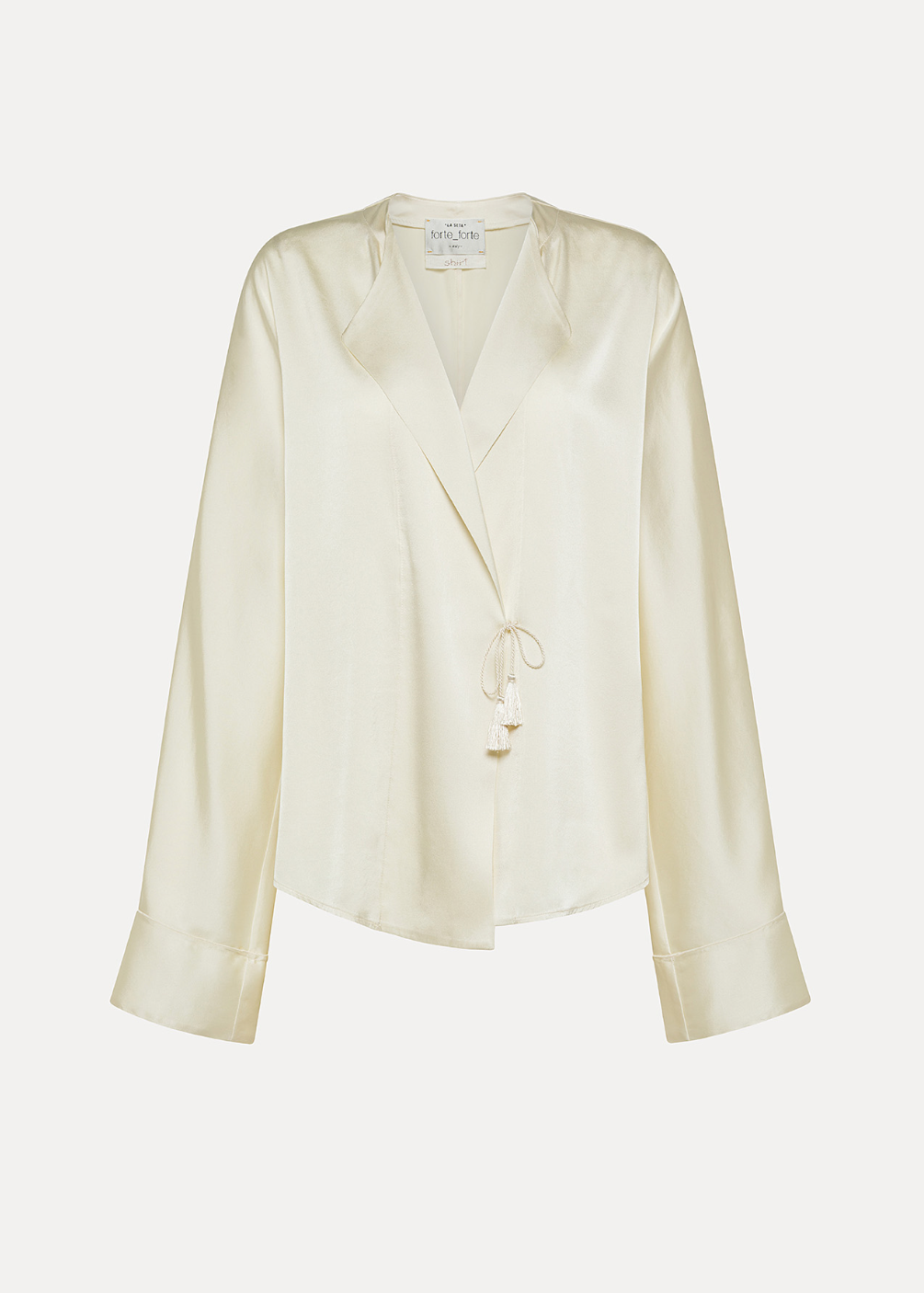 forte forte 14579 Silk-Satin Wrap Shirt cream white
