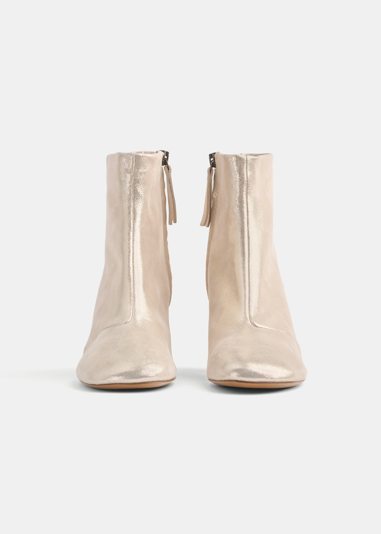 forte forte 14708 Laminated Leather Ankle Boots in Platino