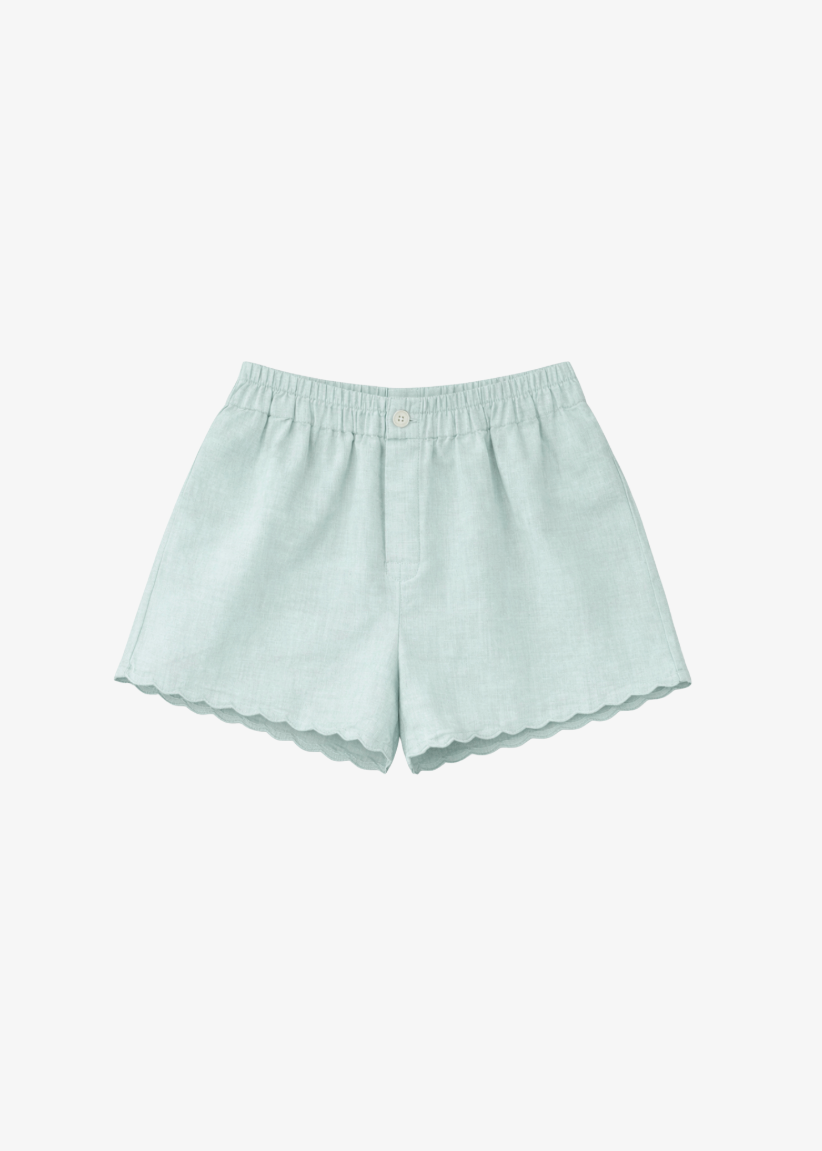 forte forte 14827bis Linen Shorts with Embroidery