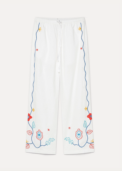 forte forte 14848 Poplin Trousers with “Broderie en Rêve” Embroidery