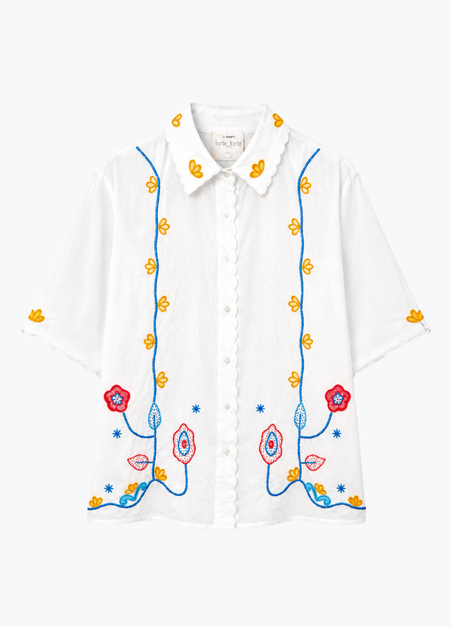 forte forte 14852 my shirt Poplin Shirt with “Broderie en Rêve” Embroidery crystal white