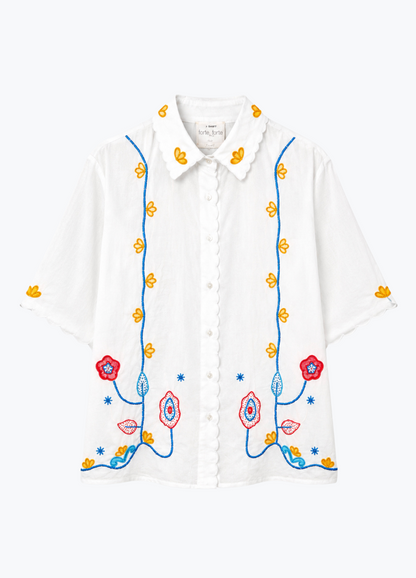 forte forte 14852 my shirt Poplin Shirt with “Broderie en Rêve” Embroidery crystal white
