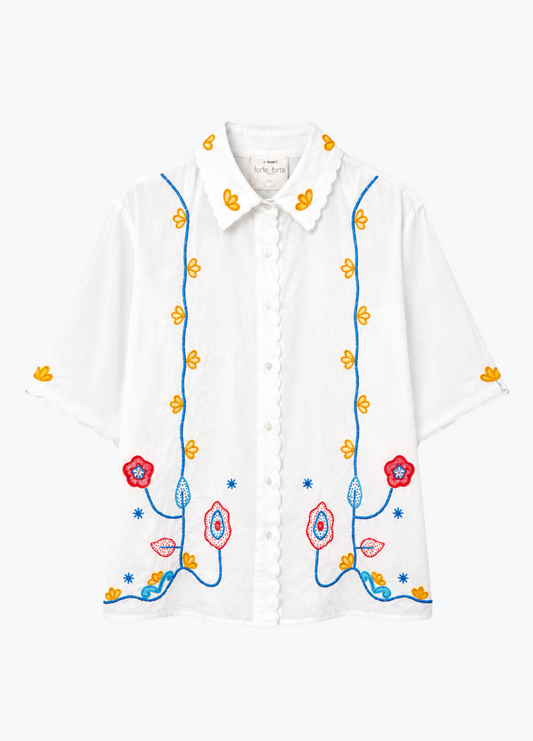 forte forte 14852 my shirt Poplin Shirt with “Broderie en Rêve” Embroidery crystal white
