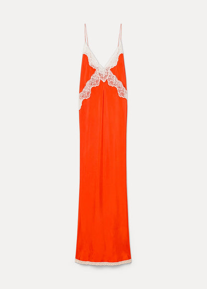 forte forte 14856 Slip Dress with Lace in Rouge