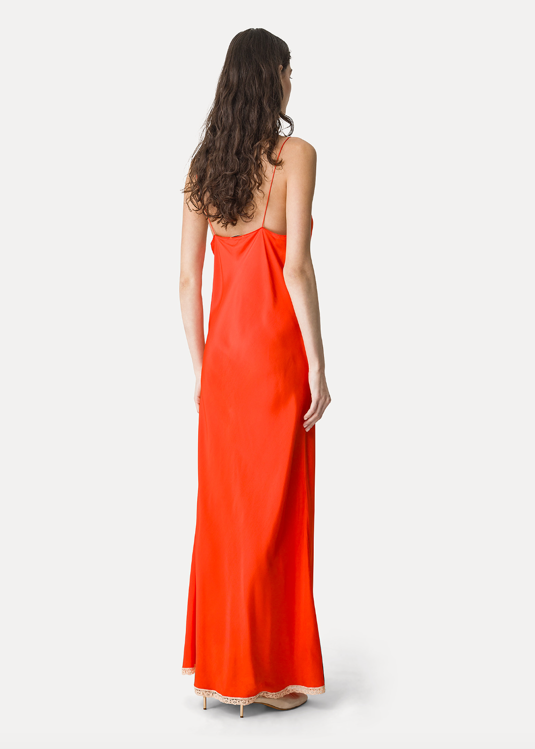 person wearing forte forte 14856 Slip Dress with Lace in Rouge