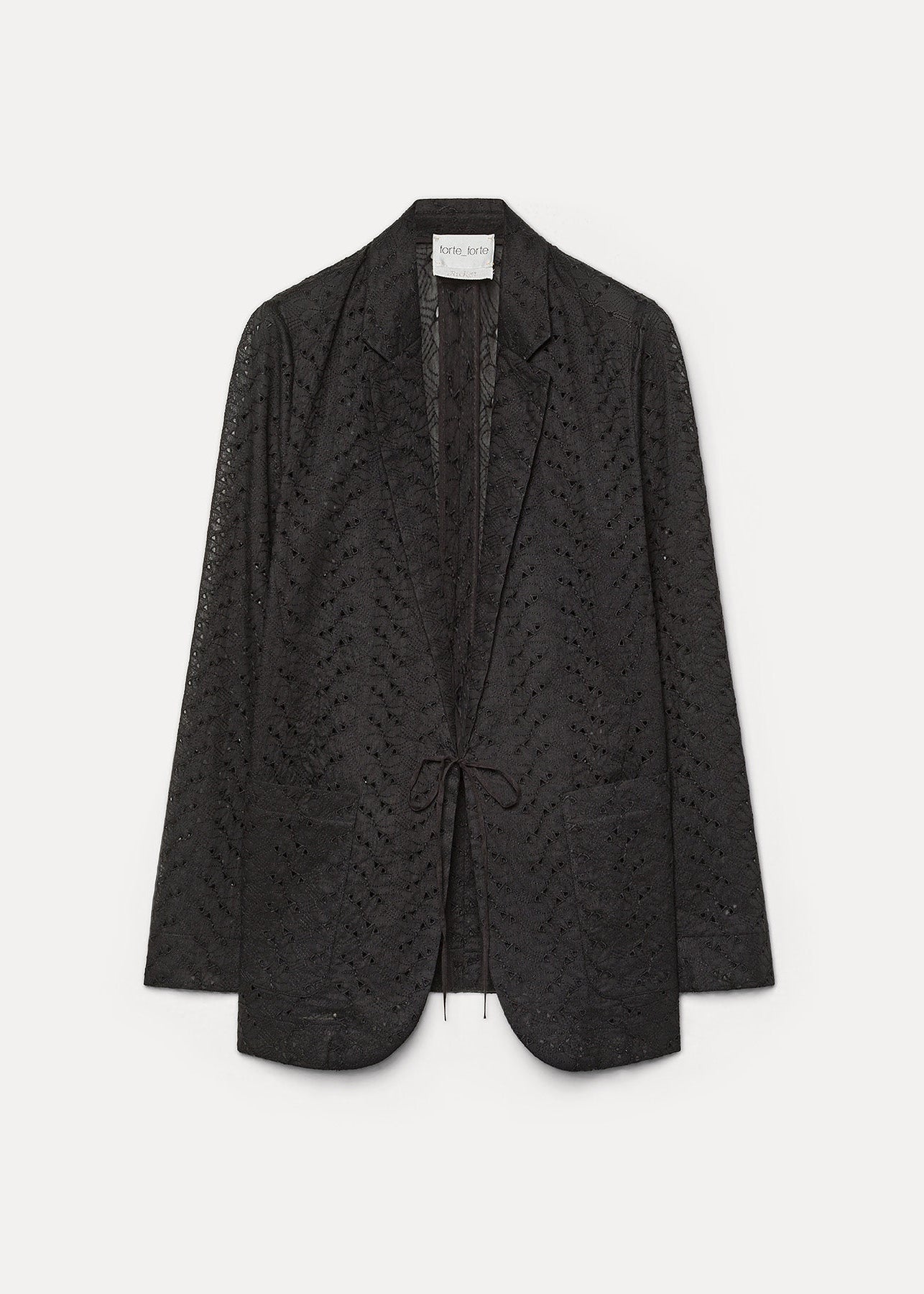 forte forte 14877 Muslin Jacket with “Broderie Anglaise” Embroidery Noir Black