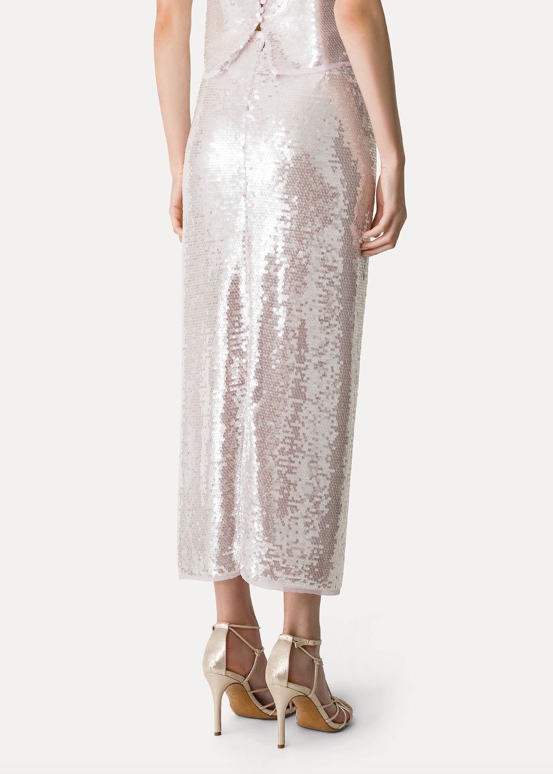 person wearing forte forte 14894 Liquid Sequins Pencil Skirt