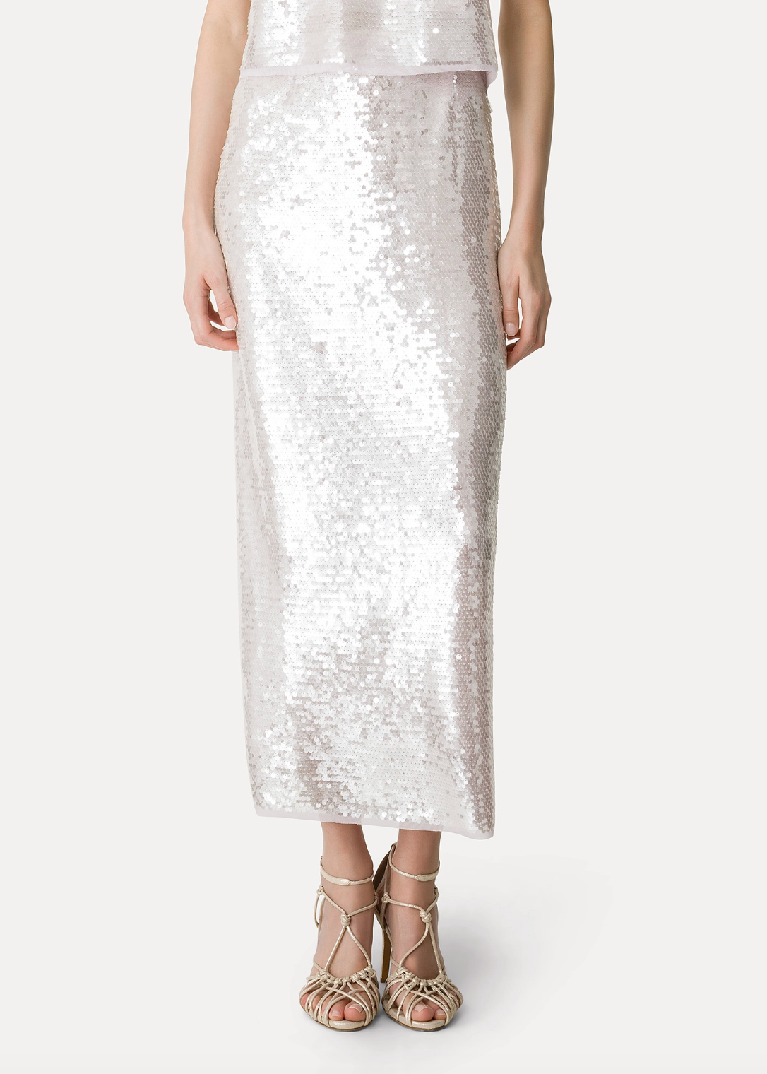 person wearing forte forte 14894 Liquid Sequins Pencil Skirt