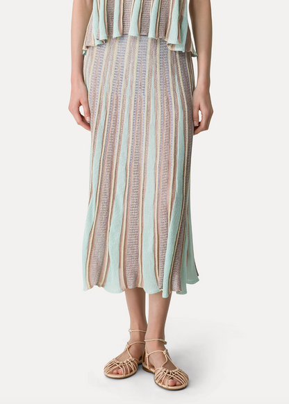 person wearing forte forte 14942 Les Folies Lamé Jacquard Tulip Skirt