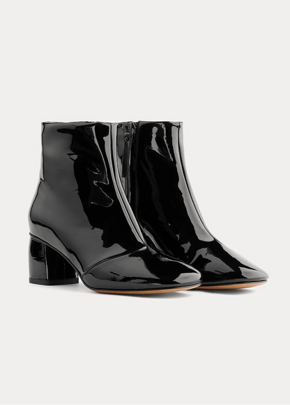 forte forte Patent Leather My Alma Ankle Boots in Nero Black