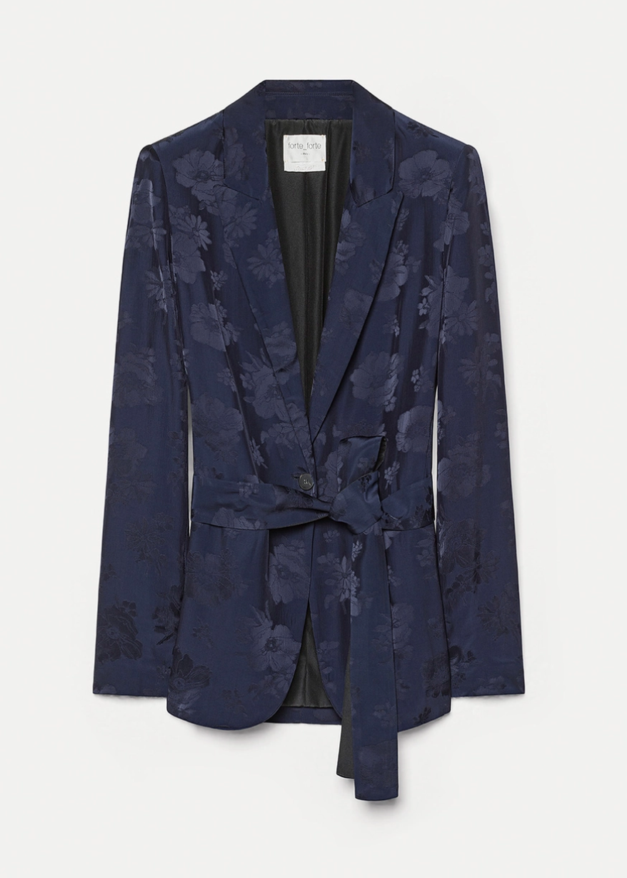 forte forte womens 14556 Jacquard Bouquet Jacket in Notte blue