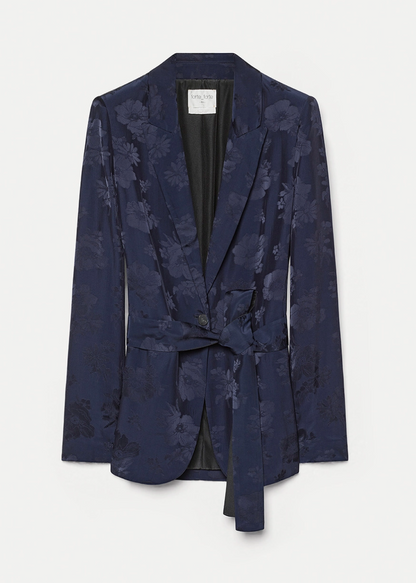 forte forte womens 14556 Jacquard Bouquet Jacket in Notte blue