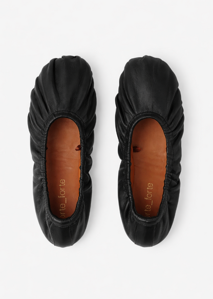 forte forte womens 14697 Leather Ballerina Flats with Laces in Nero black