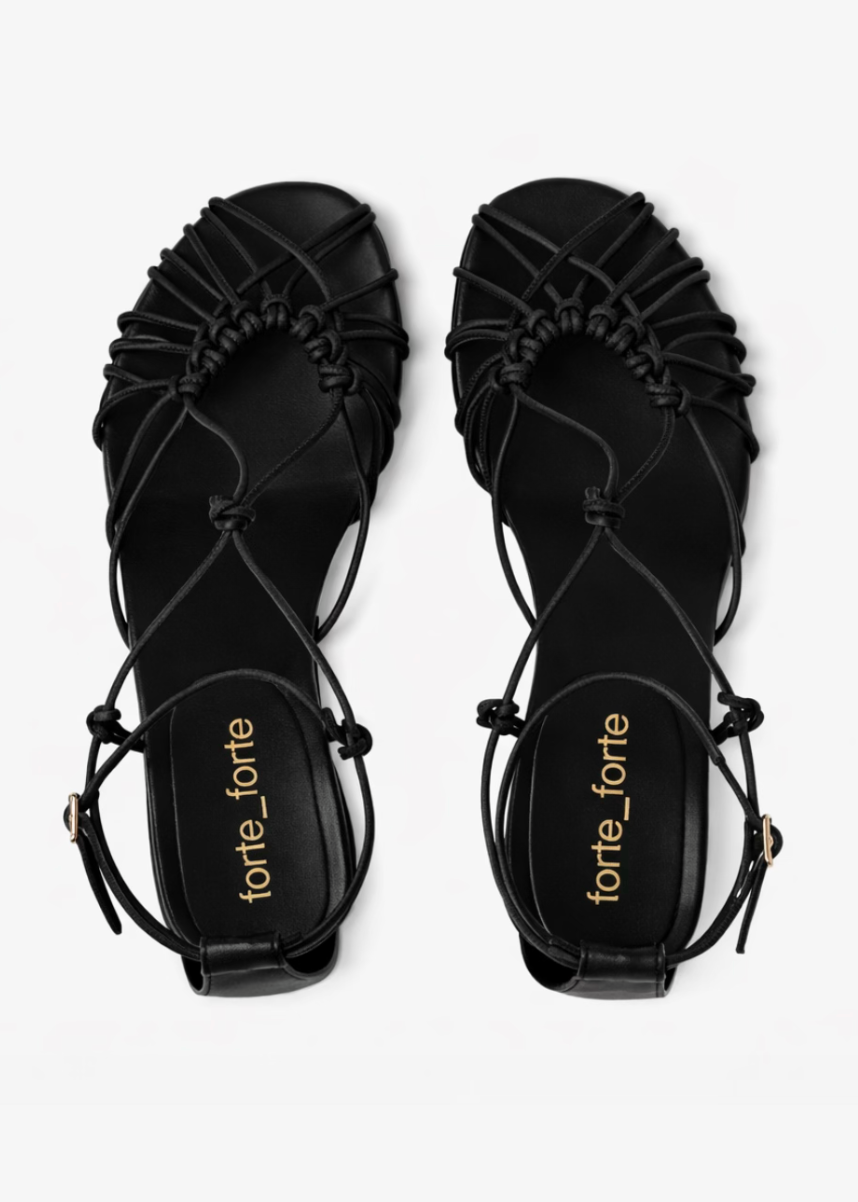 forte forte womens 14702 Flat Nappa Leather Sandals in nero black