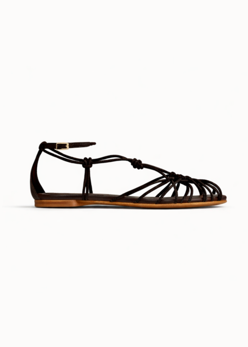forte forte womens 14702 Flat Nappa Leather Sandals in nero black