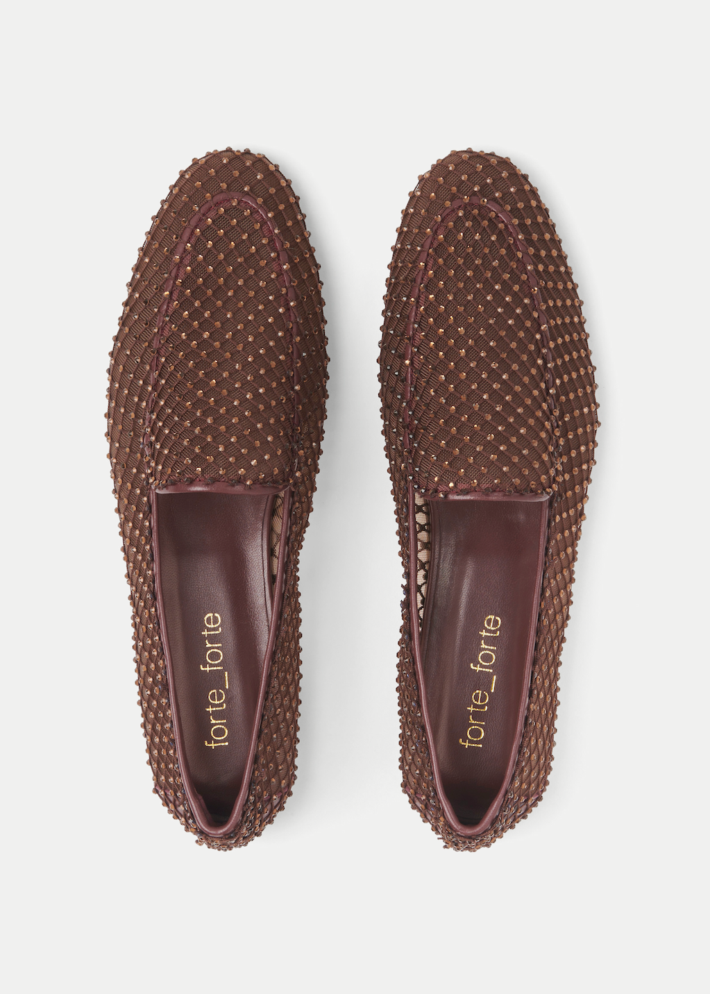 forte forte womens 14716_myshoes Diamanté Mesh Loafers chocolate crystals